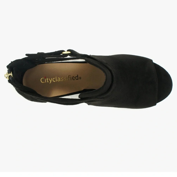 New Women's Cutout Side Strap Mid Black Chunky Heel Fashion Ankle Bootie - Picture 2 of 12